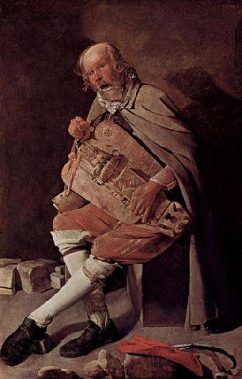 Georges de La Tour Hurdy gurdy player France oil painting art
